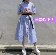 【半額以下‼️美品】BANK whip staff 　シャツワンピース ストライプ