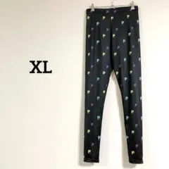 即購入OK✨カラフルP柄【XL】ドリッピングレギンス ブラック