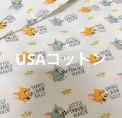 レア　トムとジェリー　白地　シーチング　生地　USAコットンファブリック