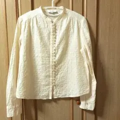 SCAPA スキャパ　クリームイエロー　レースカットブラウス