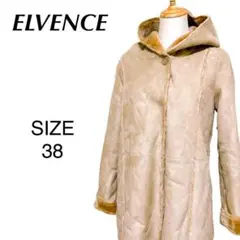 【美品】 ELVENCE ボアムートンコート フード付き 上質 ベージュ 38