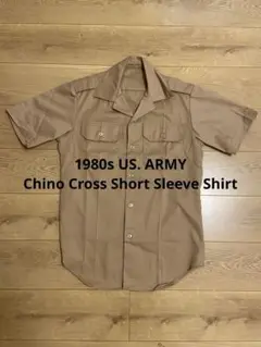 80sビンテージ US ARMY チノクロス シャツ 実物 半袖 メンズM相当