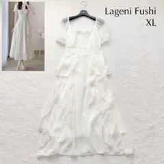 【 Lageni Fushi 】 フリルシフォンワンピース ドレス XL (M)