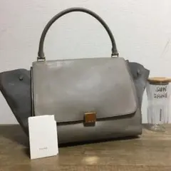《美品》CELINE(セリーヌ)レザー ハンドバッグ グレー系