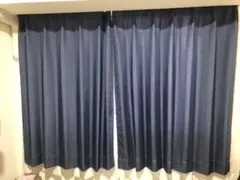 ダーク ブルー ドレープ カーテン 遮光 クレアール フック付き