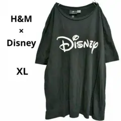 エイチアンドエム ディズニー オーバーサイズTシャツ ダブルネーム ブラック