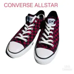【美品】CONVERSE ALL STAR 赤黒チェック スニーカー