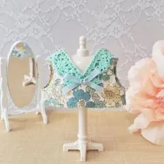 【10cmぬい服】小花柄エプロンワンピースA