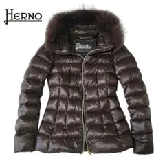 【新品同様】HERNO ヘルノ ファー付き ダウンコート ダウンジャケット 38