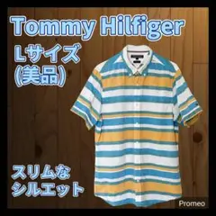 【美品】TOMMY HILFIGER トミーヒルフィガー 半袖ボタンシャツ L