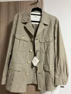 ウールリネンサファリジャケット　COMMUTECH Marzotto ベージュM