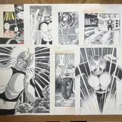 石森プロ 仮面ライダー 原画 レプリカ 複製版 8枚セット売り 石巻 漫画館 石森プロ 仮面ライダー 原画 レプリカ 複製版 8枚セット売り