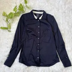 【TOMMY HILFIGER】 レディース 長袖シャツ (XS) ネイビー 綿