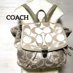 COACH コーチ coach リュック ナイロン ラメ シグネチャー 白