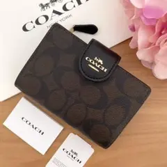 16 最新モデル【新品】COACH コーチ★折り財布 ブラック 黒 シグネチャー