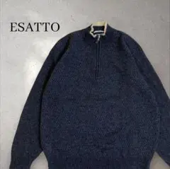 ESATTO ハーフジップ ニット セーター ダークグレー 大きいサイズ