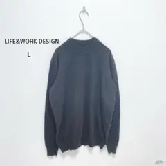 アオキ|メンズ•ファインゲージニット【L】モックネック シンプル 黒 洗える