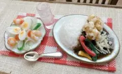 ミニチュアフード　チーズ唐揚げカレー　セット