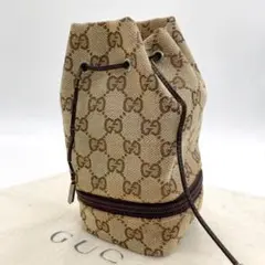 ✨最高峰・高級✨GUCCI アクセサリーポーチ 巾着 GGキャンバス ブラウン