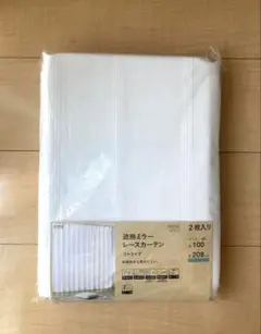 ホワイト ストライプ レースカーテン 2枚入り