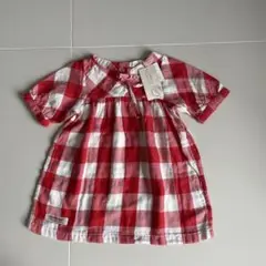 未使用　チェックワンピース　女の子80 ガーゼ素材　ナチュラル