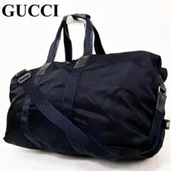 【正規品】 GUCCI グッチ ボストンバッグ ナイロン 黒 大容量 ポーチ付き