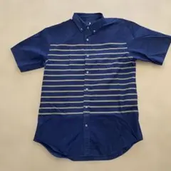 ネイビー ボーダー 半袖シャツ L