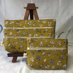 縁起柄　ファスナーポーチ2個セット　寿財布