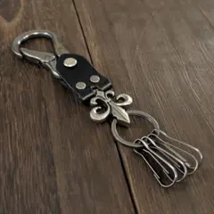 K6　8の字カラビナストリートアメカジ古着アクセサリー雑貨本革レザーキーホルダー