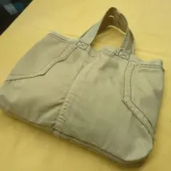 ベージュ リサイクルキャンバス トートバッグ-27