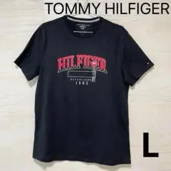 トミーヒルフィガー Tシャツ L 半袖 プリント ロゴ メンズ 綿 ブラック