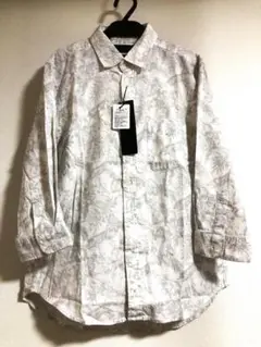 新品☆アトリエサブ メン A.S.M☆綿 麻 リーフ柄 7分袖 シャツ☆４８/Ｍ