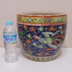 伊万里 十錦手色絵 火鉢 手炙り 金魚鉢 メダカ鉢 睡蓮鉢 植木鉢 古玩