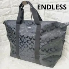 【美品】ENDLESS トートバック ブラック 総柄 ナイロン