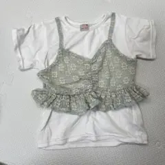 petit main フリル花柄Tシャツ 100cm