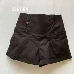 【SISLEY 】黒 ハイウエストショートパンツ【イタリア製】