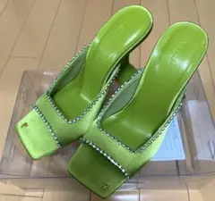 ★美品★ yello イエロー ミュールサンダル グリーン