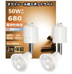 ダクトレール用 LED スポットライト 50W相当 電球色 680lm 2個