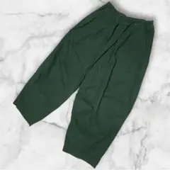 【大人気】プリット タック バギーパンツ ワイドパンツ ダークグリーン ゆったり