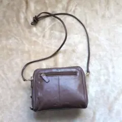 値下げ【訳あり】ミニショルダーバッグ　昭和レトロ　革製　ブラウン