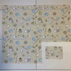 すみっコぐらし はぎれ　布　29.5cm×35cm ベージュ　ティッシュケース