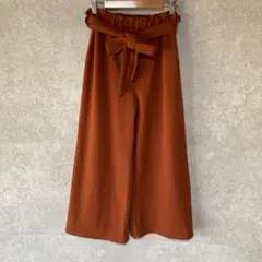JUNGLE GEMSING（one）ガウチョパンツ＊リボン＊ウエストゴム＊茶色