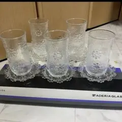 アデリアグラス グラス&コースター 5個セット ピコット 箱入り 未使用品