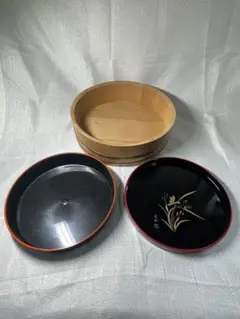 天然木製寿司桶　松野たらい 直径約30cm 蓋付き セット