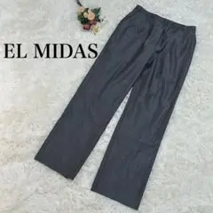 【エルミダ】スラックスパンツ　ストレート　ダークグレー　11号　ワイド