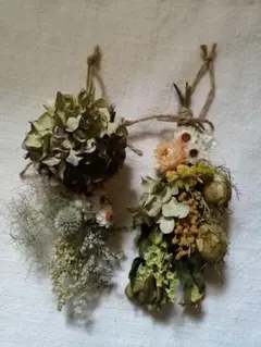 ①　ドライフラワー　ミニスワッグ　２点　natural