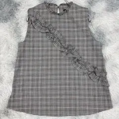 美品☆ZARAチェック柄 フリル トップス