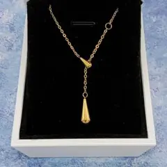 300Nf【オシャレ】Y字　ネックレス　ゴールドチェーン　K18コート