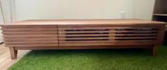 木製テレビ台 北欧風 引き出し・ガラス扉付き 約150×43×36cm