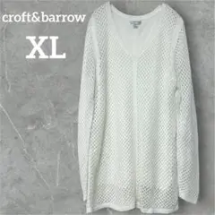 レア✨croft&barrow 【XL】　Ｖネック　メッシュ　ニット　大きい　白